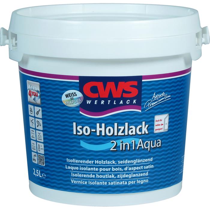 CWS WERTLACK Iso-Holzlack 2in1 Aqua 0,75L / 2,5L-Lack-MM Farben